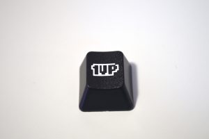 1UPKEYCAPS-black keycap with white logo-0